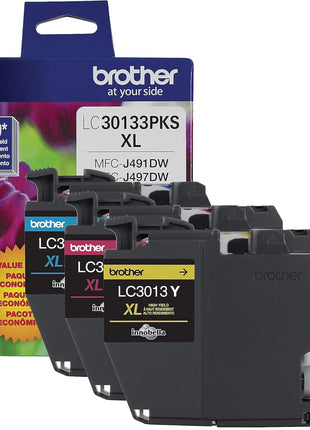 Brother High-yield Color Printer Ink Cartridges LC3013 3-Pack for Work Smart Series - Professional Grade Ink for MFC-J491DW, J497DW, J690DW, J895DW - Up to 400 Pages per Cartridge