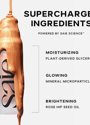 Saie Dewy Glow Duo - Dew Liquid Blush Lady (.40 oz), Mini Glowy Super Gel Warmglow (.5 oz) - Radiant Cheek Tint & Illuminating Primer for a Natural, Lit-From-Within Finish