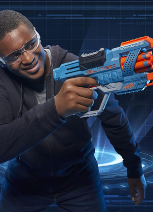Nerf Elite 2.0 Commander RC-6 Blaster, 12 Elite Darts, 6-Dart Rotating Drum, Tactical Rails, Barrel and Stock Attachment Points