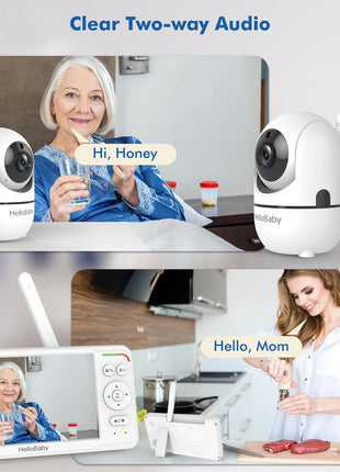 HelloBaby Baby Monitor 6" World First IPS Screen 30H Battery, Secure No WiFi, Pan Tilt Video Camera with Night Vision, VOX, 2-Way Talk, 1000ft, Portable Video Audio Monitor Ideal for Mom, Elderly, Pet