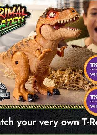 Primal Hatch Jurassic World Interactive T-Rex Toy Dinosaur Egg | Interactive Dino Figure, Realistic Hatching Experience, 100+ Sounds & Reactions, Train & Feed, Gifts for Kids Ages 5+