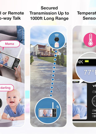 VTech Smart WiFi Baby Monitor – See Your Baby at Home or from Anywhere, 2K Camera, 5.5inch Screen, 24X Zoom, Wide Angle, Night Vision, Night Light, Free App | Smart HD Plus