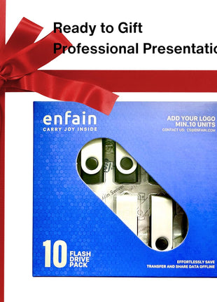 Enfain 16GB USB 2.0 Flash Drive 10 Pack | Swivel Thumb Drives with 31 Labels | Gift-Ready Packaging for Corporate Events, Office & Team Distributions (Black)