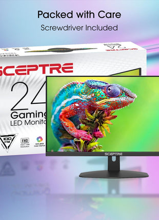 Sceptre New 24-inch Gaming Monitor 100Hz 1ms DisplayPort HDMI x2 100% sRGB AMD FreeSync Build-in Speakers, Eye Care Frameless Machine Black 2025 (E248W-FW100T)