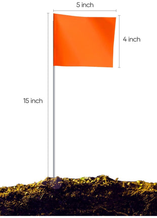 Zozen 50Pack Fluorescent Orange Marking Flags, Writable/15x4x5 Inch, Yard Flags for Lawn & Irrigation & Landscape & Sprinkler & Survey & Dog Training.