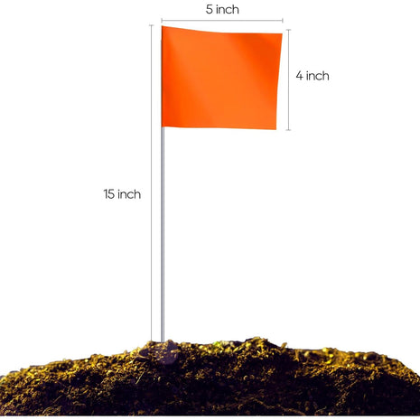Zozen 50Pack Fluorescent Orange Marking Flags, Writable/15x4x5 Inch, Yard Flags for Lawn & Irrigation & Landscape & Sprinkler & Survey & Dog Training.