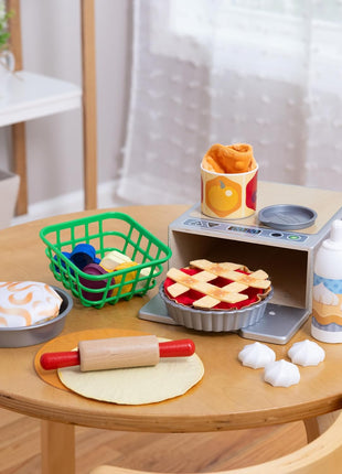 Melissa & Doug Make and Bake Pies Pretend Play Food Set and Wooden Oven with Squishy Dough for Ages 3+ - FSC Certified