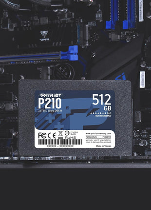 Patriot P210 512GB Internal SSD - SATA 3 2.5" - Solid State Drive - P210S512G25 | Form factor: 2.5"; Interface: SATA 3.