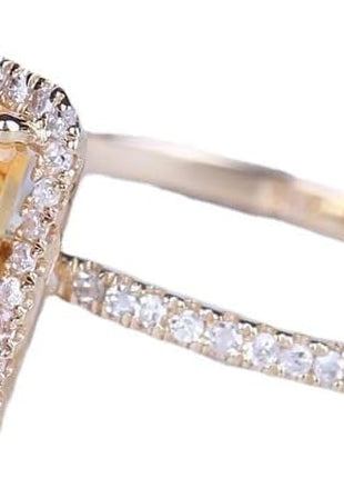 18K Gold Plated Emerald Cut 4ct Yellow Cubic Zirconia Cocktail Engagement Wedding Anniversary Rings Sterling Silver Yellow Topaz Rings for Women (6)