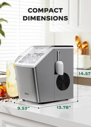 Silonn Ice Makers Countertop, 44lbs Per Day, 2 Ways to Add Water, Auto Self-Cleaning, Stainless Steel Ice Machine for Home Office Bar Party