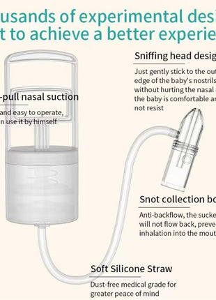 Nasal Aspirator for Baby, Portable Hand Puller Nose Sucker, Quiet Suction Easy to Operate | Reusable | Soft Silicone Nose Cleaner for Fast and Effective Relief of Nasal Congestion in Infant