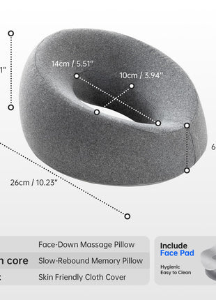 xiaomubiao Face Down Pillows for Massage Table, Massage Headrest for Bed, Face Pillow for Stomach Sleeping, BBL Pillow After Surgery Post Eye Surgery & Vitrectomy Recovery, Removable Cover Grey