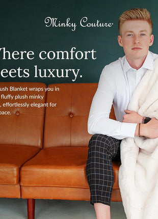 Minky Couture Ultra-Soft Lush Throw Blanket, Macadamia Nut, Adult