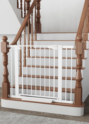 Cumbor 30-40.6 in Baby Gate for Stairs and Doorways, Dog Gate Indoor White | Mom's Choice Awards Winner, Auto Close, Double Lock, Safety Child Gate for Toddlers & Pets, Pressure or Hardware Mounted