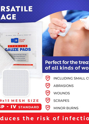 100pc Large Sterile Gauze Pads 4x4 Sterile for Wounds Bulk - 12ply Woven Gauze Sponges 4x4 Sterile - USP IV Breathable Mesh 4x4 Gauze Pads Sterile for Enhanced Absorption - First Aid Medical