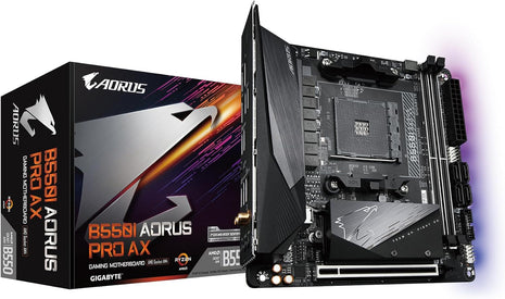 GIGABYTE B550I AORUS PRO AX AMD AM4 ITX Motherboard, Supports Ryzen 5000/4000/3000 Series, DDR4, 6+2 Power Phase, 2X M.2, PCIe 4.0, USB-C, WiFi 6, 2.5 GbE LAN, Q-Flash Plus, WiFi EZ-Plug, RGB Fusion