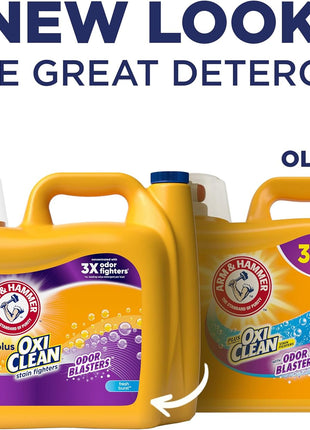 ARM & HAMMER Plus OxiClean Odor Blasters Liquid Laundry Detergent | Fresh Burst Scent, 128 Loads, 166.5 fl oz