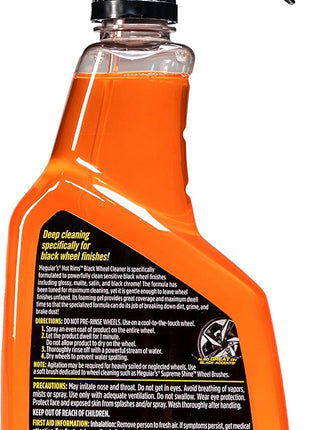 Meguiar's Hot Rims Black Wheel Cleaner, Deep Foaming Gel Specially Formulated to Effectively Clean Matte, Gloss, Satin, and Chrome Black Wheels, 24 Oz Spray Bottle