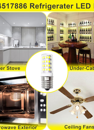 5304517886 KEI D28a KEL2811 LED Bulb E17 3.8W 100V-265V | Compatible with Frigidaire Kenmore Electrolux Crosley Freezer Lamp Replace 5304498578 7297114000 7241552801 5304495326 (2Pcs)