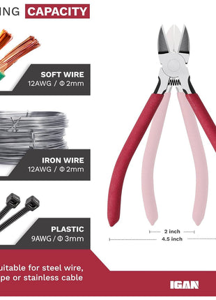 IGAN-P6 6-inch Ultra Sharp & Powerful Side Cutter Clippers with Longer Flush Cutting Edge, Ideal Wire Snips for Crafting, Floral, Electrical & Any Clean Cut Needs