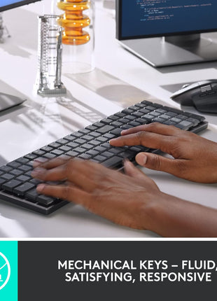 Logitech MX Mechanical Wireless Illuminated Performance Keyboard, Clicky Switches, Backlit Keys, Bluetooth, USB-C, macOS, Windows, Linux, iOS, Android, Metal | Low-Profile Keys, Smart Backlight, Bluetooth and Logi Bolt, USB-C Charging, Up to 15 Days