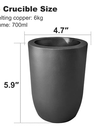Nelyrho 6KG Graphite Crucible with Pouring Spout for Melting Metal | Silicon Carbide Crucible, Ideal for Melting, Casting & Refining Aluminum, Gold, Silver, Copper & Brass, 1800°C/3272°F