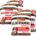 Allergy Relief + Senior Advanced Glucosamine for Dogs Bundle - Itchy Skin + Hip & Joint Pain Relief - Omega 3 & Pumpkin + Chondroitin, MSM - Allergy Supplement, Hotspot Relief - 480ct - Made in USA
