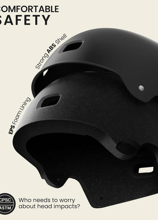 OutdoorMaster Skateboard Bike Helmet for Adult,Youth and Kids | Two Removable Liners Ventilation Certified Multi-Sport Helmet for Scooter Cycling Roller Skating Ebike