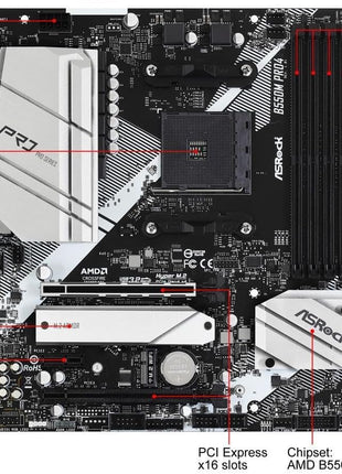 ASRock B550M PRO4 Supports 3rd Gen AMD AM4 RyzenTM / Future AMD RyzenTM Processors Motherboard