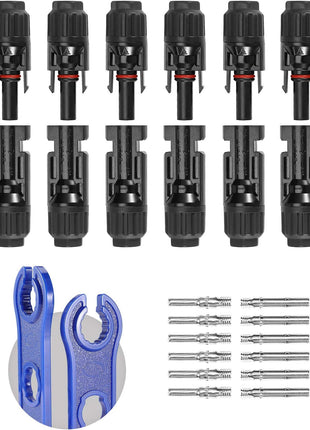 BougeRV 12 PCS Solar Connectors with Spanners Solar Panel Cable Connectors 6 Pairs Male/Female(10AWG)