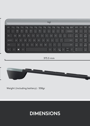 Logitech MK470 Slim Wireless Keyboard and Mouse Combo - Modern Compact Layout, Ultra Quiet, 2.4 GHz USB Receiver, Plug n' Play Connectivity, Compatible with Windows - Graphite