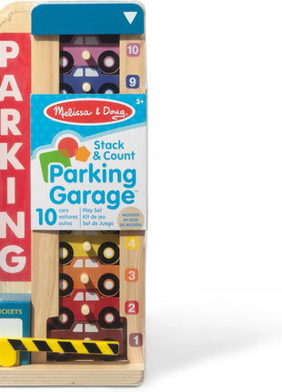 Melissa & Doug Stack & Count Wooden Parking Garage with 10 Cars