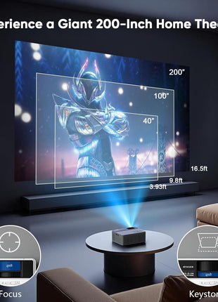 TMY 1080P Mini Portable Projector, 2-way Bluetooth, with 80in Screen | 1080P home theater, indoor/outdoor movies, Compatible with TV Stick/Roku/Phone/PC/PS/DVD/HDMI/USB