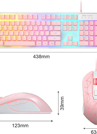 Gaming Keyboard and Mouse Combo, K1 RGB LED Backlit Keyboard with 104 Keys Computer PC Gaming Keyboard for PC/Laptop (Pink)