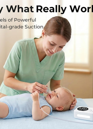 Nasal Aspirator for Baby, Hospital-Grade Nose Sucker for Baby with 9 Levels Suction, 3 Silicone Nozzles Electric Nose Suction with Night Light and Nursery Rhyme Soothing for Toddler & Newborn & Kids