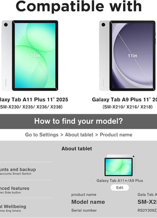 ProCase 2 Pack Screen Protector for Galaxy Tab A11 Plus/Tab A9 Plus | Quality HD Clear Tempered Glass 9H Film Guard for Tab A11+ 2025 / A9+ 5G 11" 2023