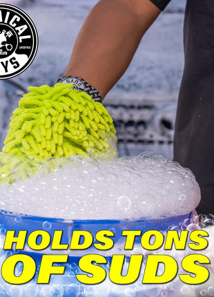 Chemical Guys Chenille Premium Scratch-Free Microfiber Wash Mitt for Car Washing - 2 Pack, Lime Green, Ultra-Soft Car Wash Gloves, Swirl-Free Finish, Safe for Trucks, SUVs, Motorcycles, and More