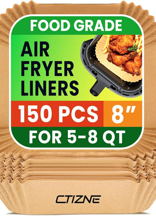 Air Fryer Disposable Paper Liners   150Pcs 8In Square Parchment Paper Non Stick Airfryer Basket Liners for Steamer Microwave Oven, Deep Fryer Parts & Accessories