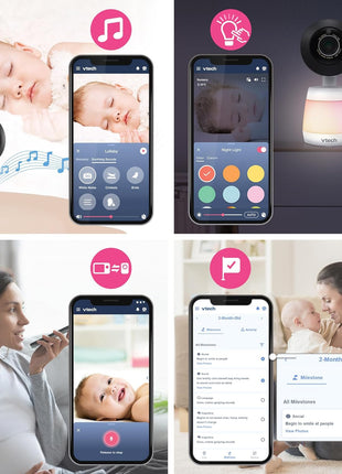 VTech Smart WiFi Baby Monitor – See Your Baby at Home or from Anywhere, 2K Camera, 5.5inch Screen, 24X Zoom, Wide Angle, Night Vision, Night Light, Free App | Smart HD Plus