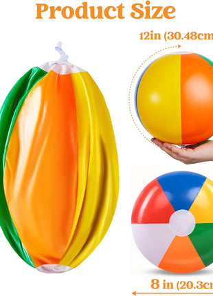 JOYIN 12-Pack 12" Beach Balls - Bulk Classic Beachball Inflatable Swimming Pool Toys for Games Adults Kids Birthday Party Supplies Combo Set, Rainbow Color Blow Up Luau Decorations Favors Gifts (12")