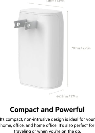 Belkin 37W USB C and USB A Charger Block, PPS Fast Charging | 25W USB C Port, 12W USB A Port, iPhone 17, Air, Pro, Pro Max, AirPods, Samsung Galaxy S25, Switch 2