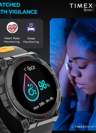 TIMEX Tough 1.43 inch Round AMOLED Rugged Smartwatch with 466x466 Pixel Resolution| Functional Crown|Bluetooth Calling| Metallic Body|Always On Display|AI Voice Assist|100+ Sports Modes|100+ Watchfaces