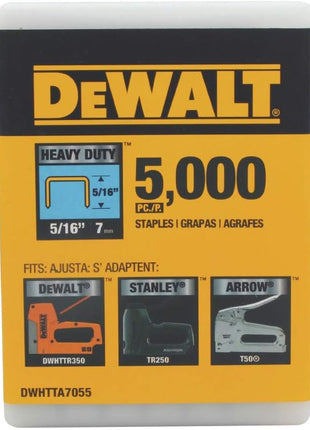 DEWALT DWHTTA7055 Heavy Duty Narrow Crown Staples 5/16 Inch Crown