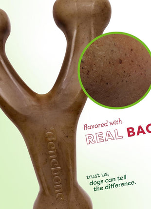 Benebone Wishbone Durable Dog Chew Toy for Aggressive Chewers, Real Bacon, Made in USA, Medium | Durable, Super Chewer, Made in USA, Dog Bones, Long-Lasting, A Size for Every Dog, Keeps Them Busy