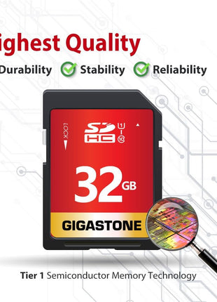 GIGASTONE 32GB SD Card 5-Pack UHS-I U1 Class 10 SDHC Memory Card High-Speed Full HD Video Compatible with Canon Digital Camera, SPYPOINT TACTACAM WOSPORTS Trail Camera, with 5 Mini Cases
