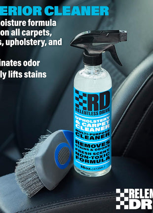 Car Interior Carpet & Upholstery Seat Cleaner — Safe for All Cars — for Carpets, Seats, Floor Mats, Home, Office & More — 16oz Cleaner Kit