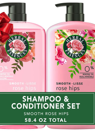 Herbal Essences Shampoo & Conditioner Set, Smooth Collection, Paraben-Free, Color-Safe, with Rose Hips & Vitamin E, 29.2 Fl Oz Each, 2-Pack