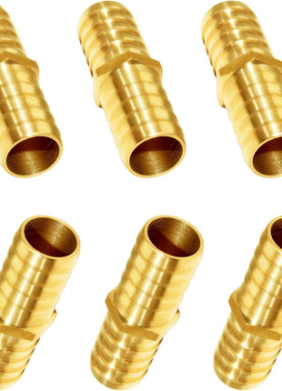 JoyTube Brass Hose Barb Fitting Metals Splicer Mender, 1/4 inch Barb Hose Union Fuel Gas Water Air (Pack of 12)