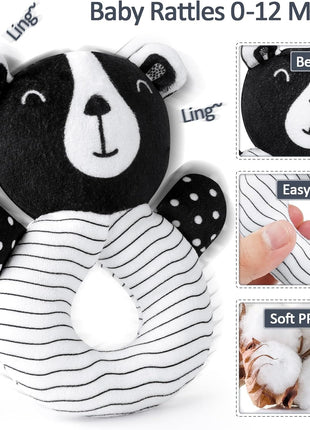 Joyreal High Contrast Baby Toys for Newborn, Black and White Baby Sensory Toys with Car Seat Toys,Infant Toys with Black White Cards Book, Montessori Toys for Baby Gifts