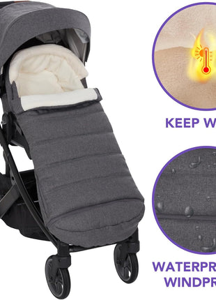 Bunting Bag for UPPAbaby Vista, V2, V3, Cruz, V2, V3 RumbleSeat, V2, V3 Ridge, Minu Strollers, Warm and Ultra-Plush Waterproof Stroller Footmuff, Extendable Winter Stroller Cover, Sleeping Bag